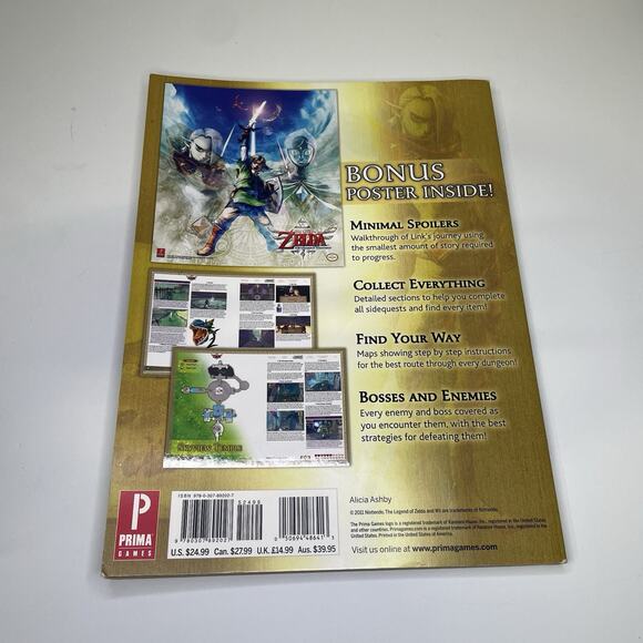 The Legend Of Zelda Skyward Sword Prima Official Strategy Guide With Poster - Picture 2 of 4